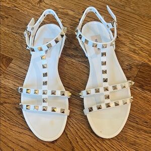 Valentino White Sandals with Silver Studs